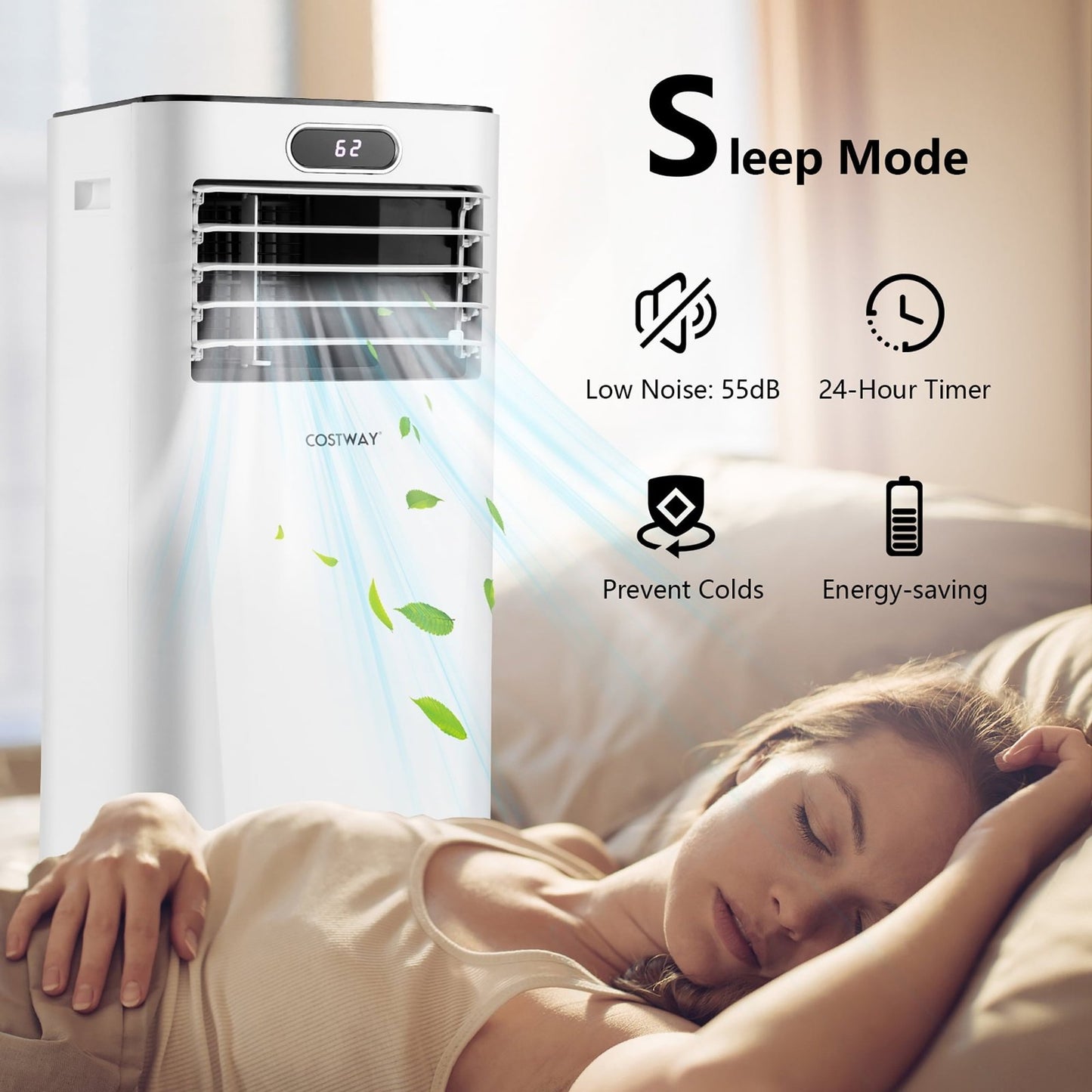 Costway 5000 BTU Portable Air Conditioner, 3-in-1 Air Cooler with Remote, White