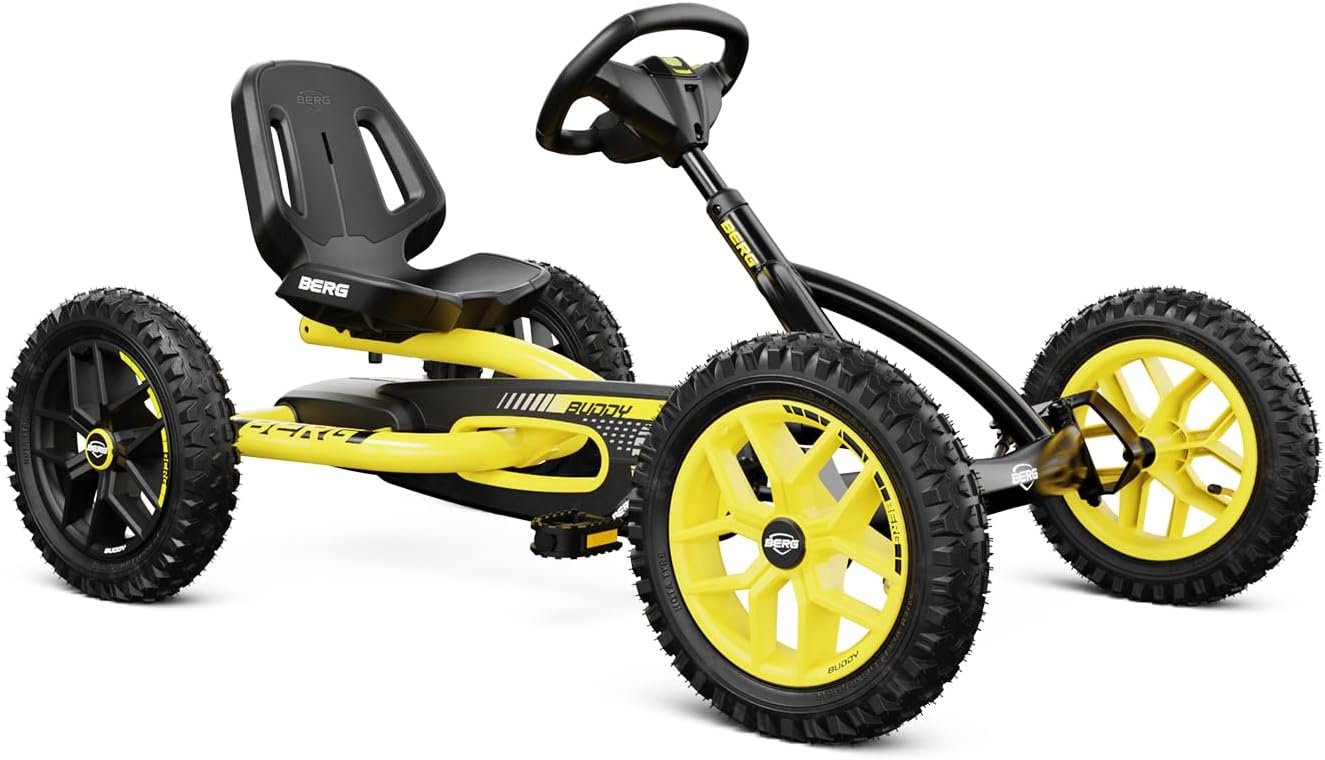 Berg Toys Buddy Blue Pedal Go Kart for Kids– Adjustable Ride On Toy for Ages 4-8 – Go Karts with BFR System and Adults Outdoor Pedal Car for Kids