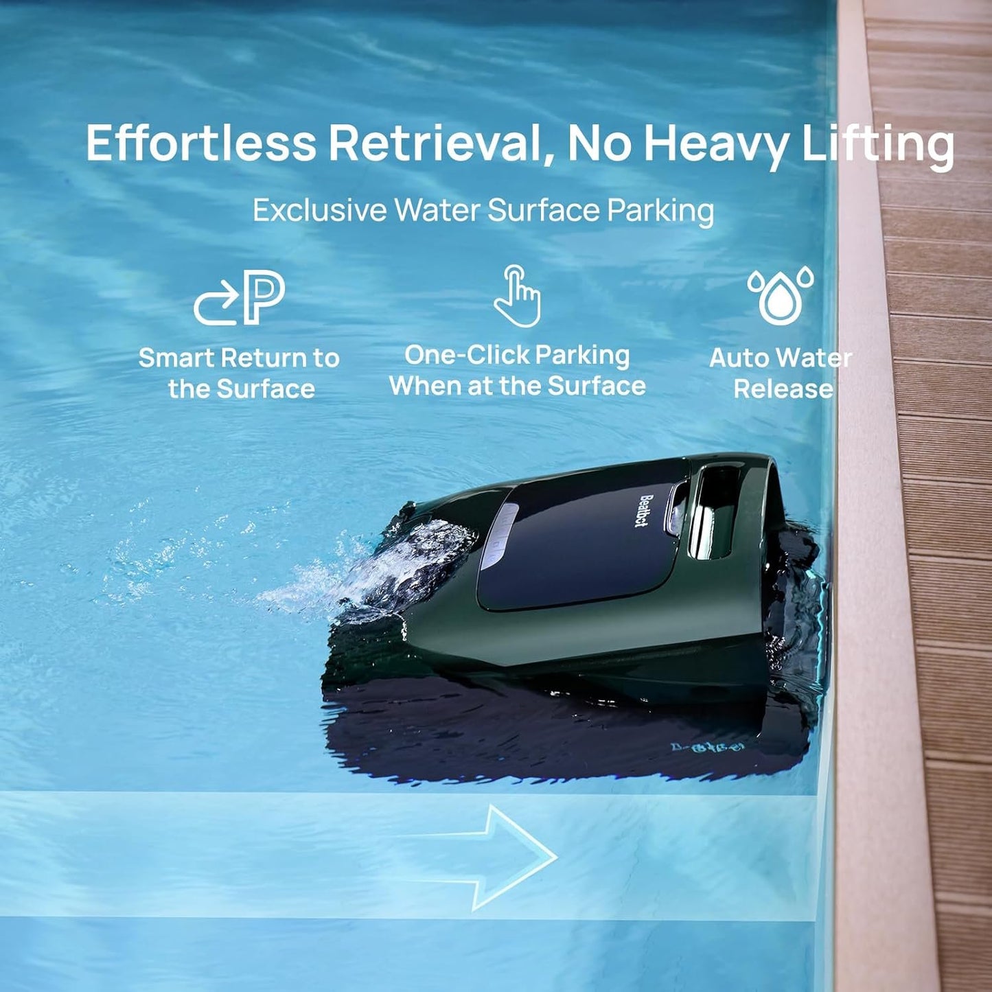 Beatbot AquaSense 2 Pro Robotic Pool Cleaner – 5-in-1 Cordless Skimmer & Clarifier, App-Controlled, Smart Parking, Up to 3,875 Sq. Ft. – Obsidian