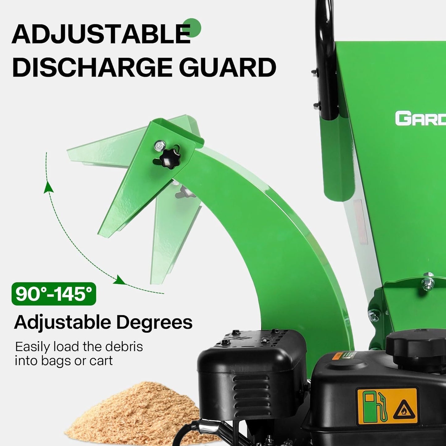 S3 Gas-Powered Wood Chipper Shredder, 7HP, 3" Max Diameter, Heavy Duty