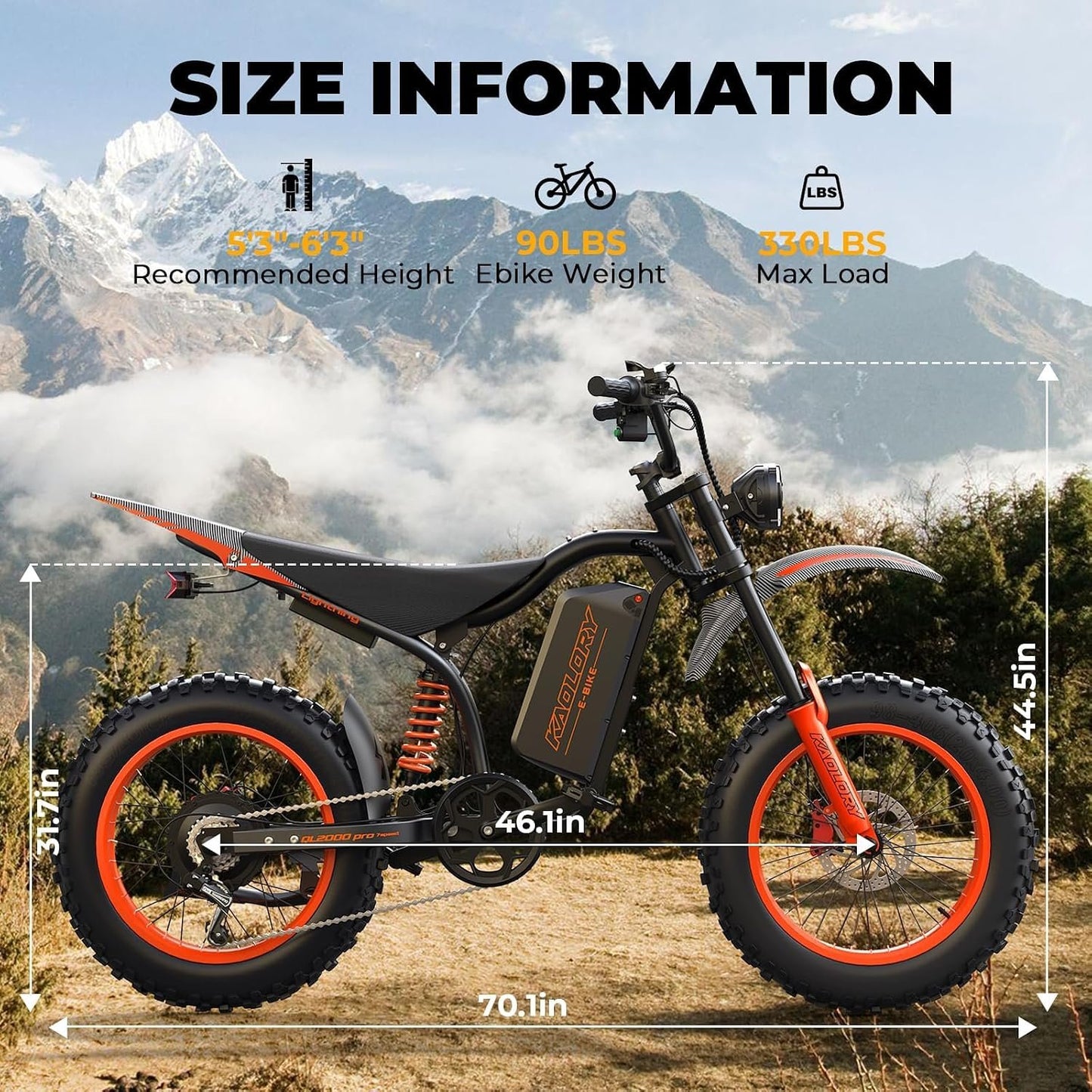Electric Bike for Adults, 6000W Peak Motor, 67V 36Ah Removable Battery, 45MPH Fast Speed, 110-Mile Range, 45° Climbing Fat Tire Ebike, Full Suspension All-Terrain Electric Bicycle