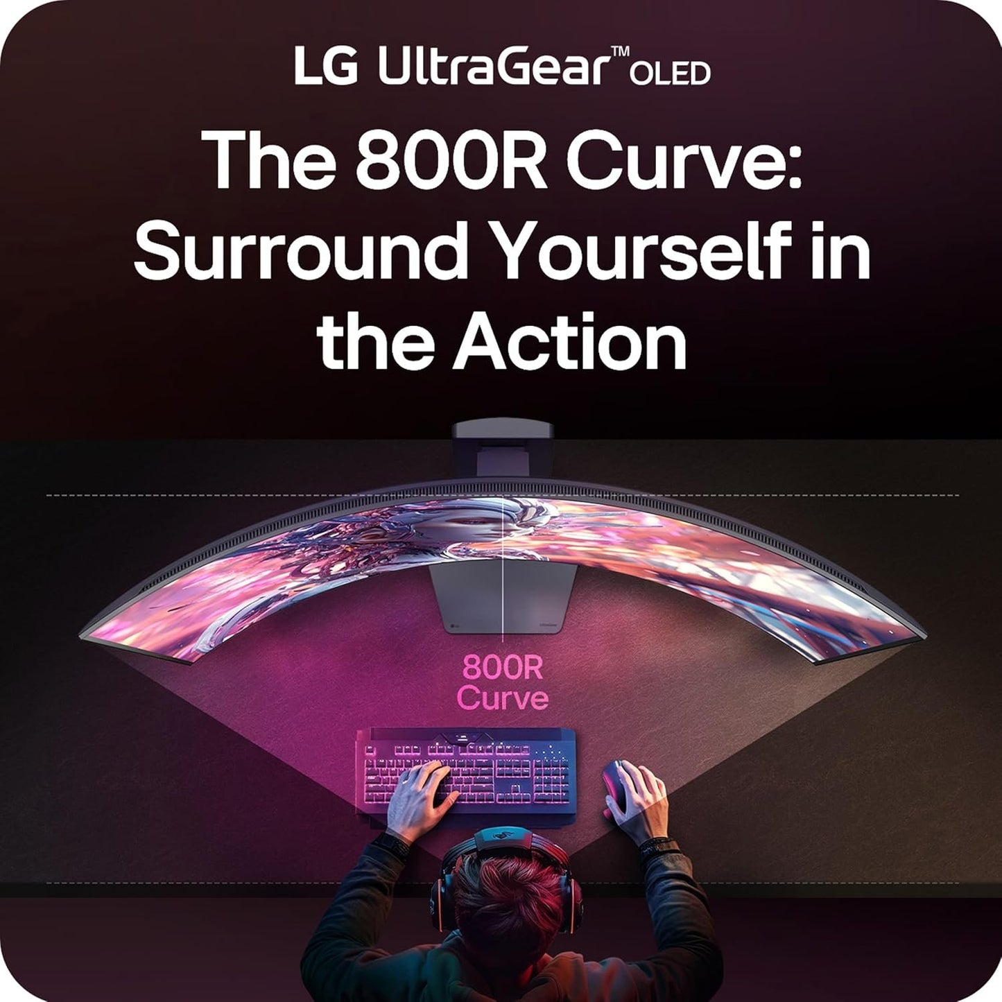 LG 45GX950A-B 45-inch Ultragear 5K2K WUHD (5120 x 2160) OLED Curved Gaming Monitor, Dual-Mode, 165Hz, 0.03ms, NVIDIA G-Sync, AMD FreeSync Premium Pro, HDR True Black 400, USB Type-C 90W, DP2.1