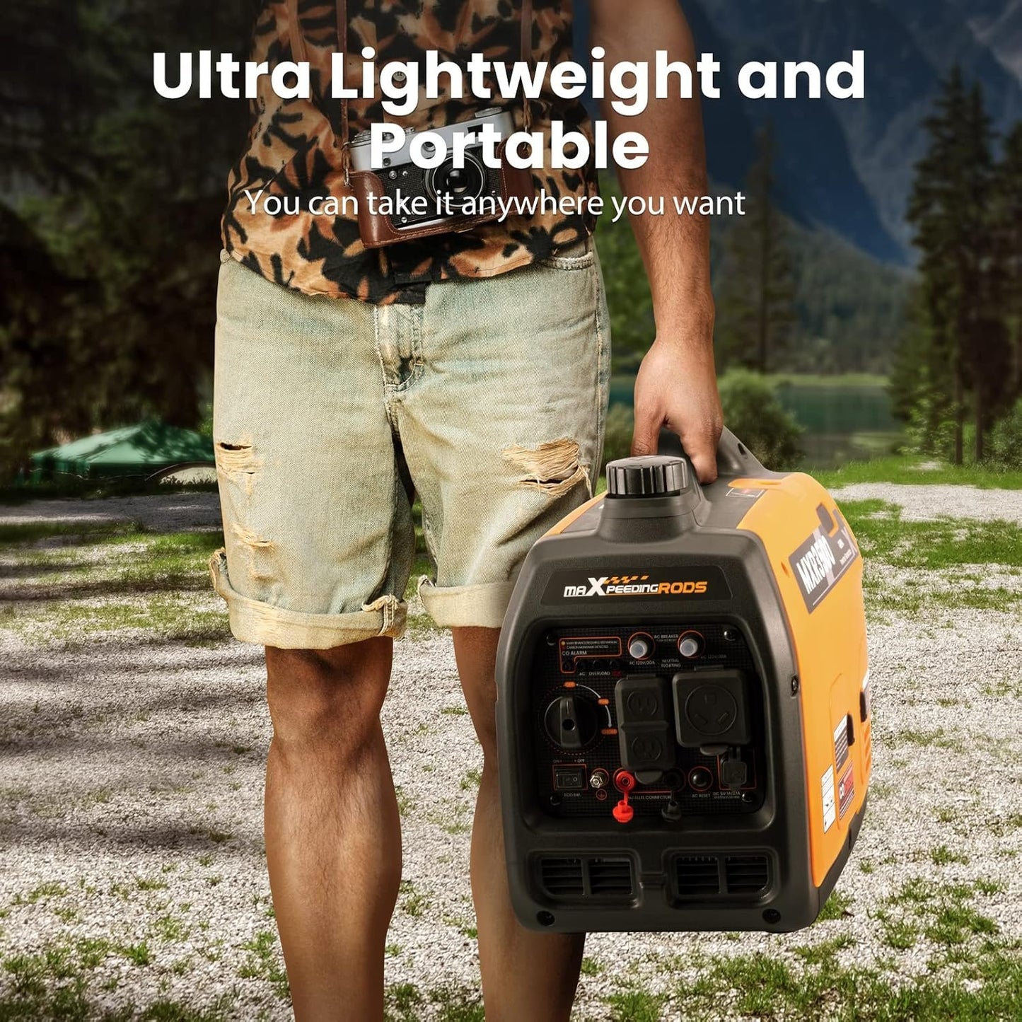 MaXpeedingrods 3500W Portable Inverter Generator Gas Powered EPA Compliant for Home or Camping