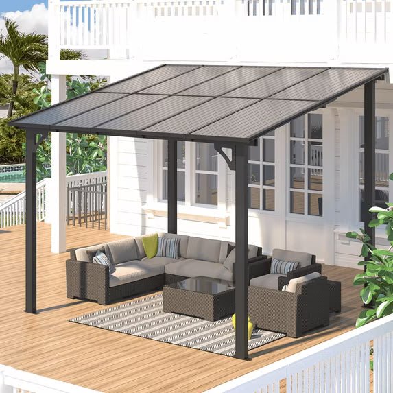 8' x 10' Hardtop Gazebo Outdoor Aluminum Pergola For Garden, Patio, Backyard-Gray