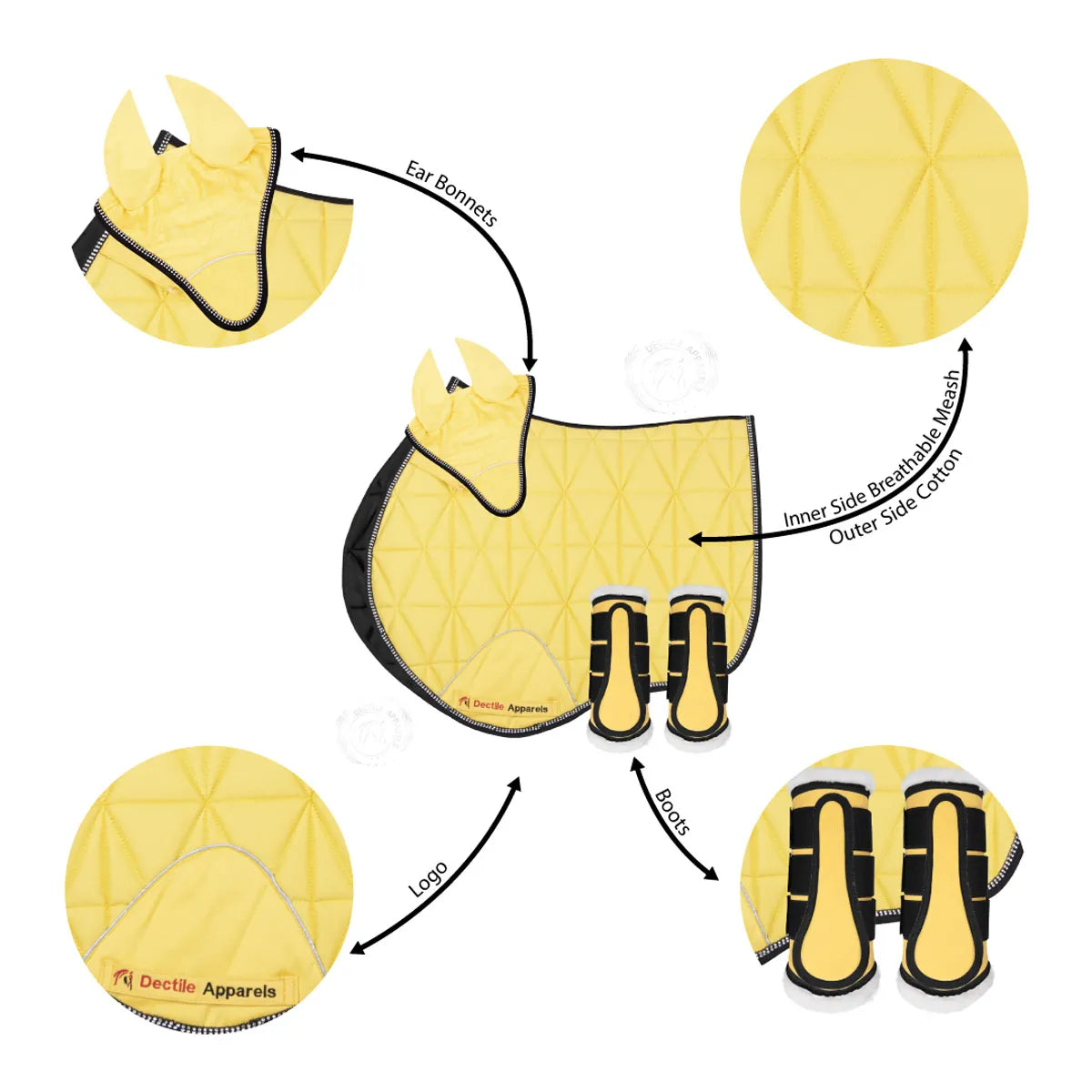 Yellow English Saddle Pad Set | Comfort for Horses