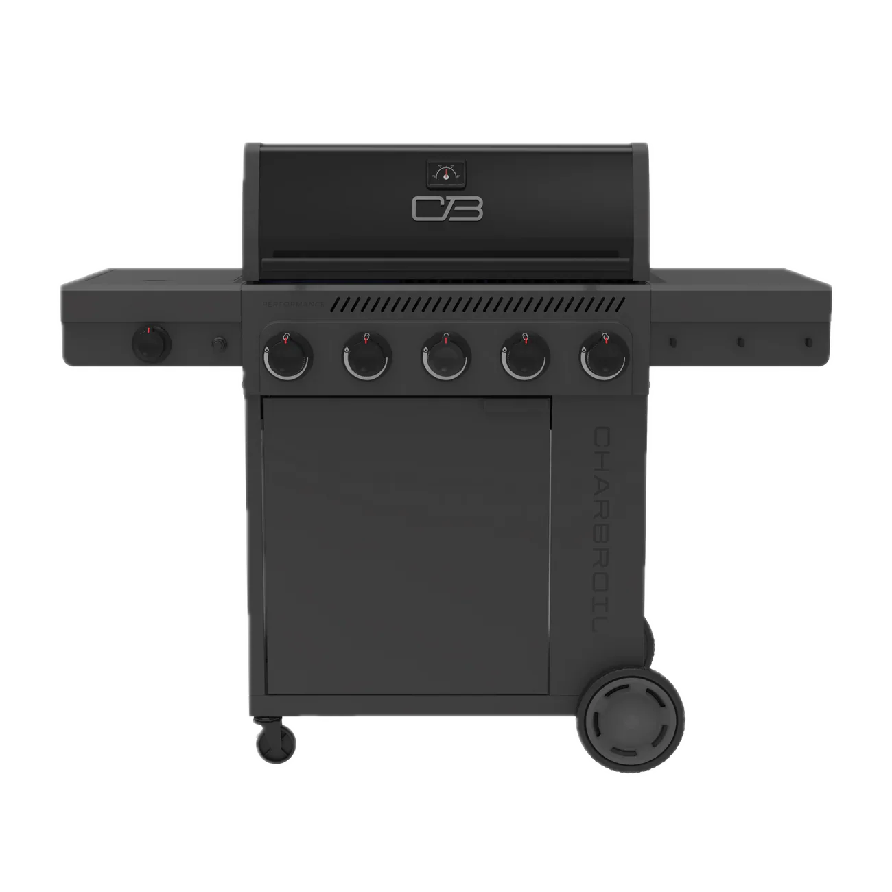 5 Burner Gas Grill Cabinet with Side Burner and 12" Griddle Black Gray