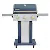 3-Burner Pedestal Propane Gas Grill in Azure with Side Hooks