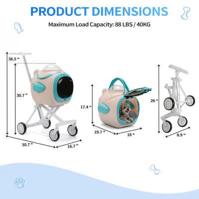 Coziwow 3-in-1 Detachable Space Capsule Pet Stroller Travel Carrier Dog & Cat