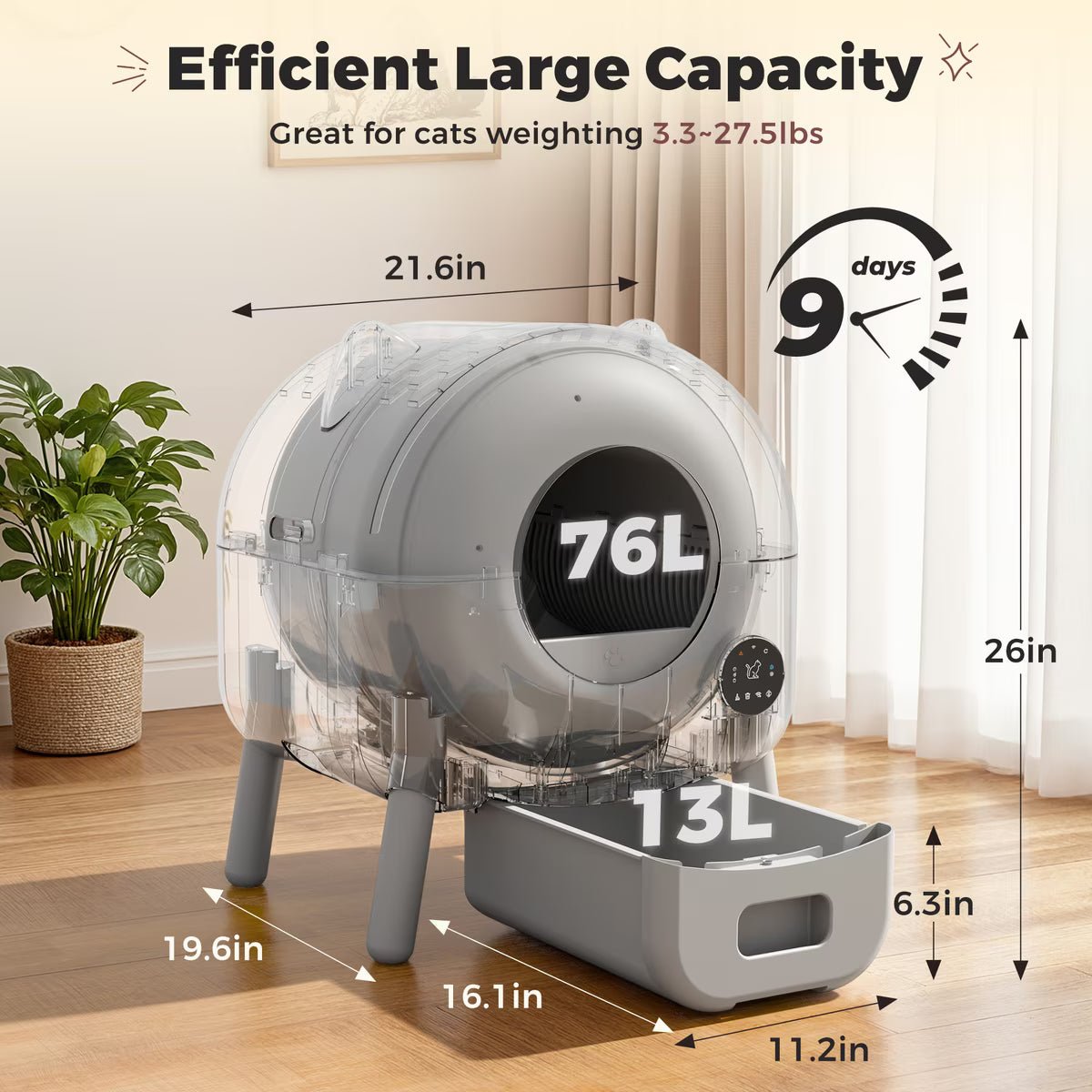 Automatic Self-Cleaning Two-Tone Cat Ear Design Cat Litter Box