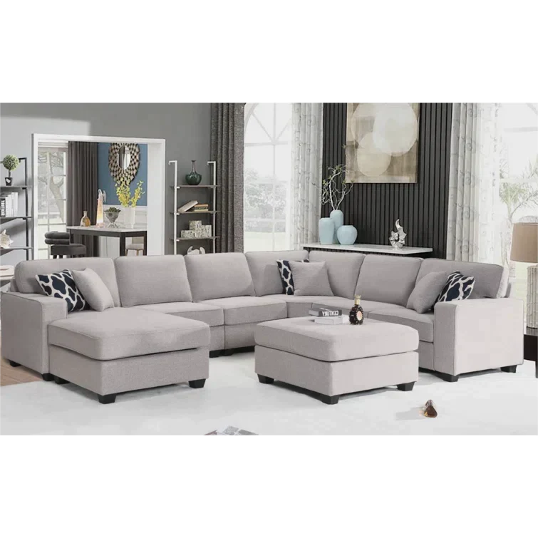 137" Wide Reversible Modular Corner Sectional with Ottoman