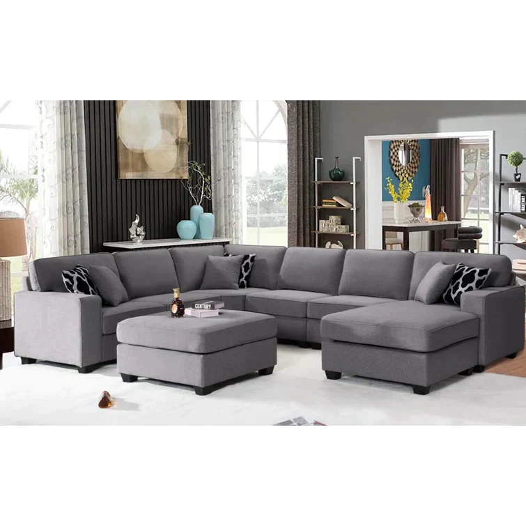 137" Wide Reversible Modular Corner Sectional with Ottoman