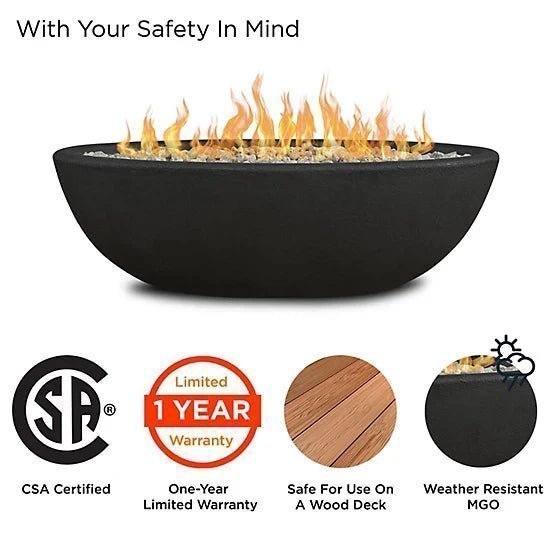 Real Flame 48.25 in. x 28.25 in. Riverside Oval Propane Gas Fire Bowl, Shale