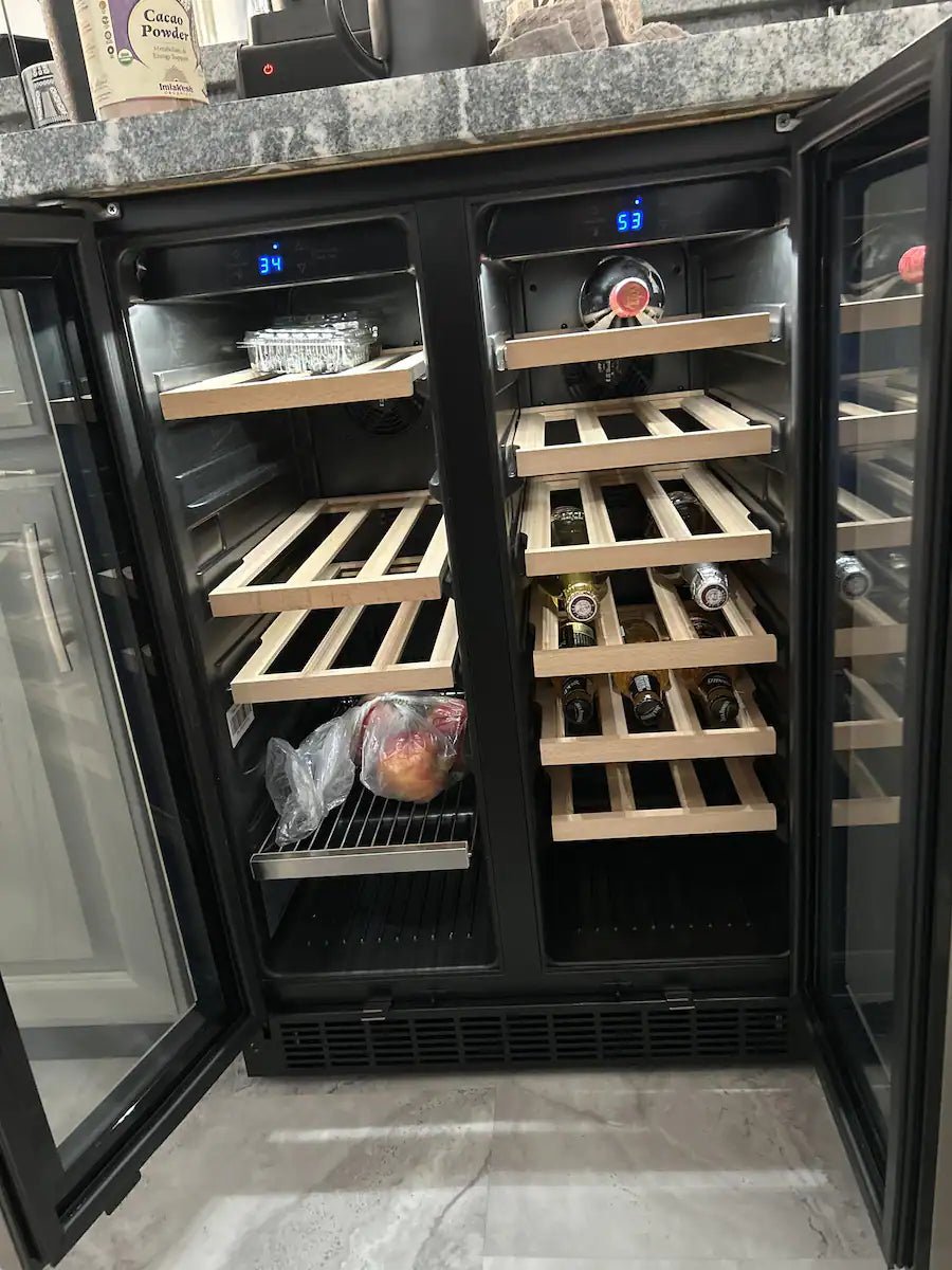 Dual Zone Wine and Beverage Cooler with Glass Doors - Stainless Steel