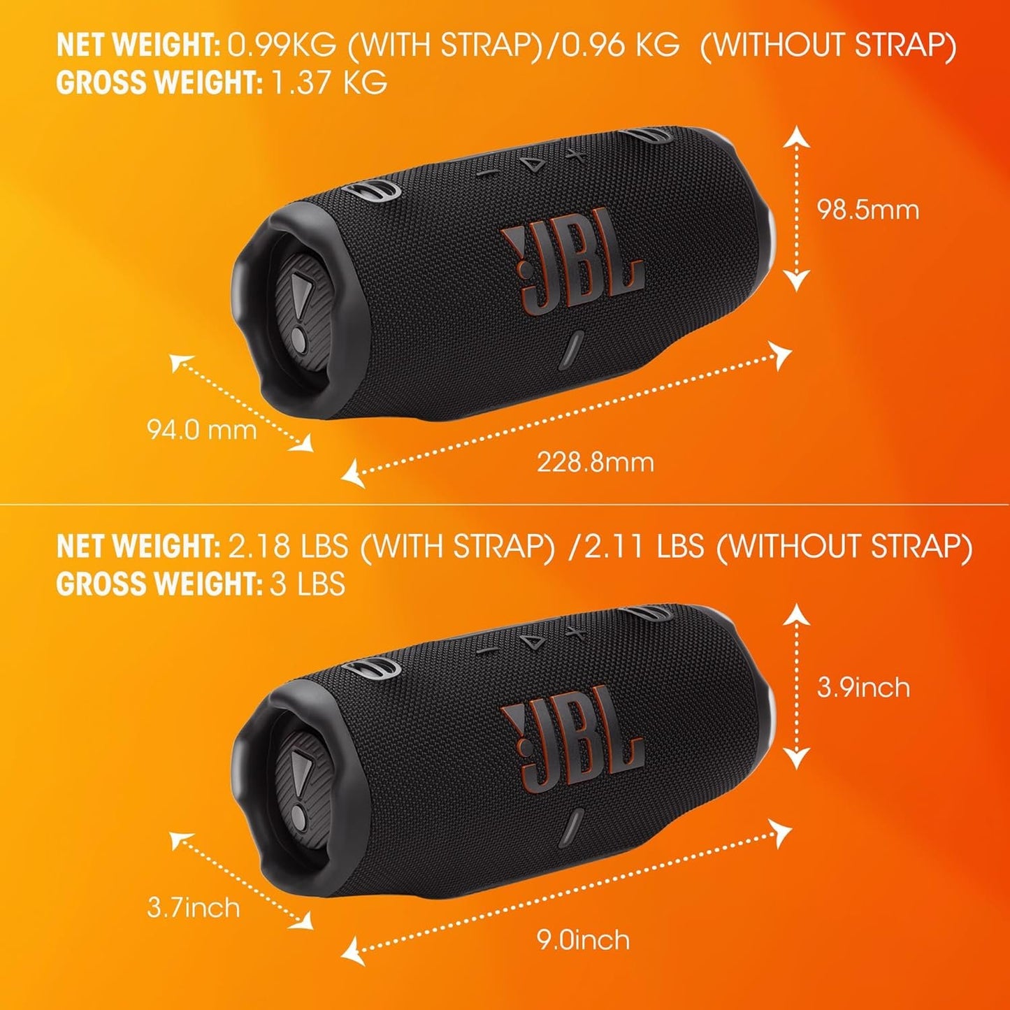 JBL Charge 6 Portable Bluetooth Speaker, Waterproof, Drop-Proof - Black | Long Battery Life Up To 28 Hours, Quick Charging, Built-In Powerbank, Weatherproof For Outdoor, Poolside, And Shower Use
