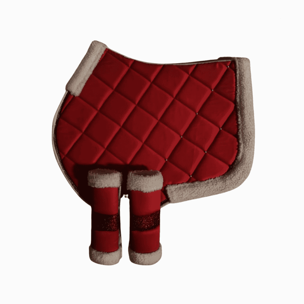 Red Christmas Equestrian Saddle Pad Set