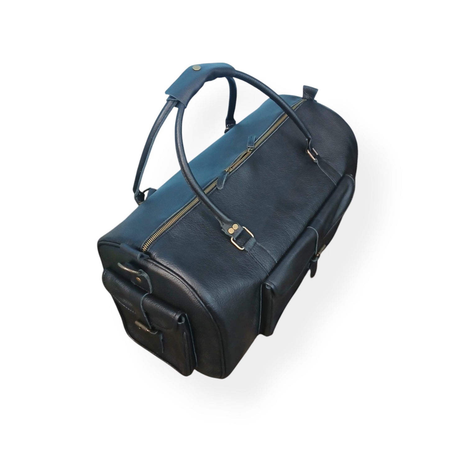 Softy Black Leather Duffel Bag Travel & Weekender Bag