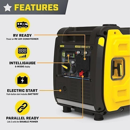 New!Champion Power Equipment 5500Watt Wireless Remote Start RV Ready Portable Inverter Generator with Quiet Technology & CO Shield