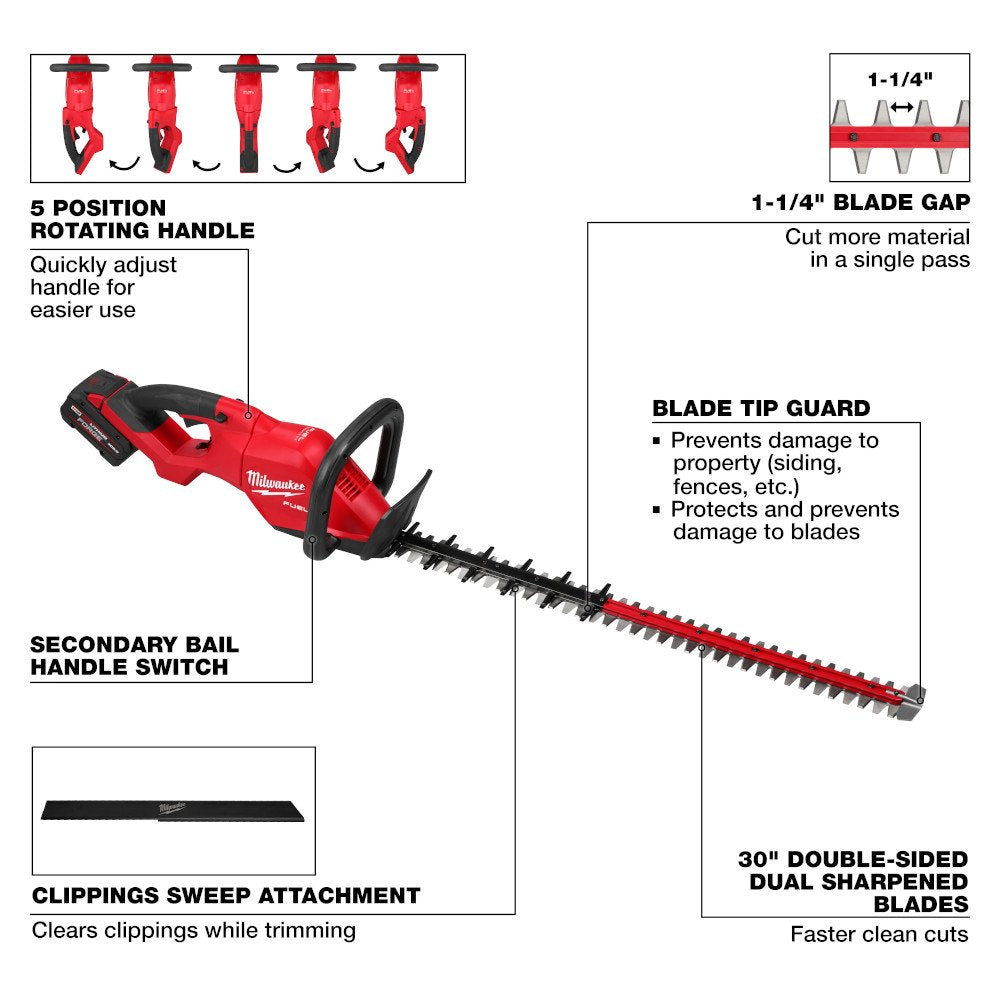 Milwaukee 3034-21 M18 FUEL 30-Inch Hedge Trimmer Kit with Battery & Charger