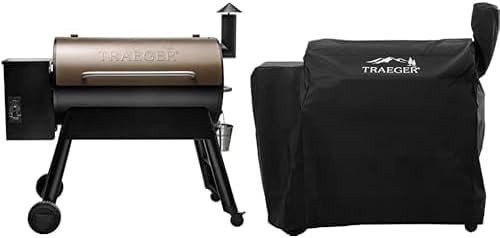 Traeger Pro 34 Electric Wood Pellet Grill and Smoker (884 Sq In, 450°F Max) with Full-Length Grill Cover Bundle