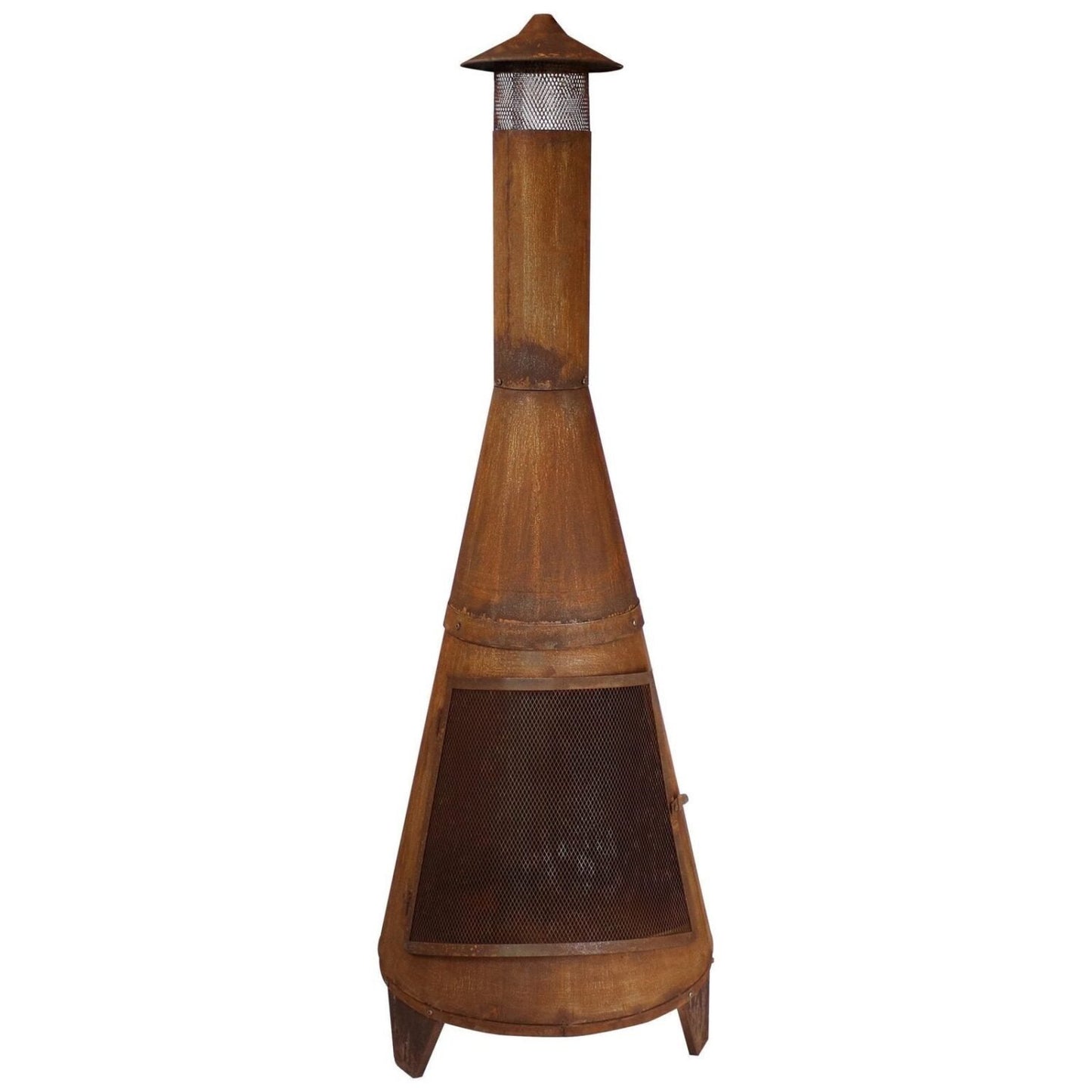 Sunnydaze 70″ Rust Patina Finish Steel Wood-Burning Chiminea with Spark Screen