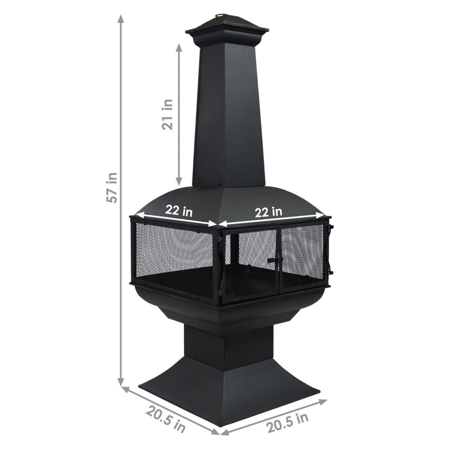 Sunnydaze 57″ 360-Degree View Steel Wood-Burning Chiminea with Grate, Poker, and Cover
