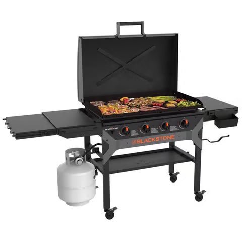 Forged 4 Burner Liquid Propane Outdoor Griddle with Hood Black