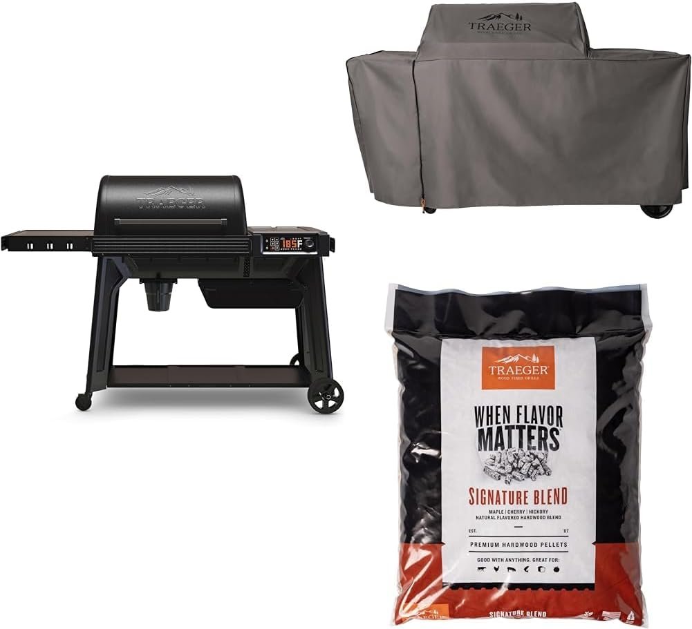 Traeger Grills Woodridge Pro Electric Wood Pellet Grill and Smoker, 970 Sq. In., Outdoor Pellet Smoker Grill with Digital Sensor and Side Shelf, Wi-FIRE Technology, Super Smoke Mode, Black, TFB97JLH