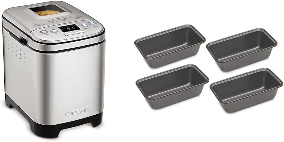 Cuisinart Bread Maker Machine, Stainless Steel Convection Bread Machine with 16 Menu Options, 3 Loaf Sizes Up to 2 Lb., 3 Crust Colors, Includes Measuring Cup, Spoon & Kneading Hook, CBK-210