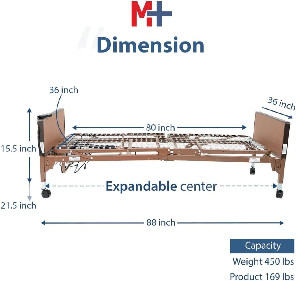 Fully Electric Hospital Bed Set - Foam Mattress, Half Rails Included - Enhanced Comfort, Convenience