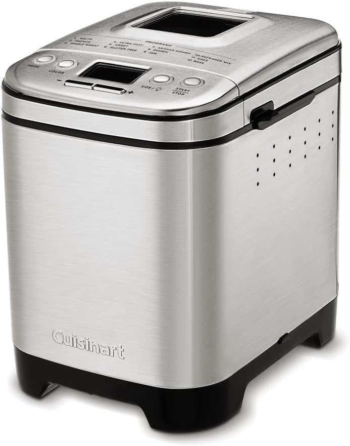 Cuisinart Bread Maker Machine, Stainless Steel Convection Bread Machine with 16 Menu Options, 3 Loaf Sizes Up to 2 Lb., 3 Crust Colors, Includes Measuring Cup, Spoon & Kneading Hook, CBK-210