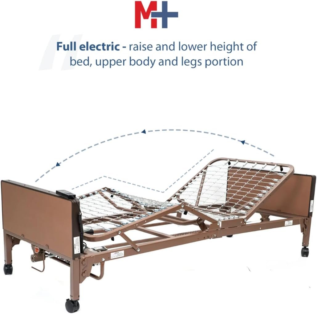 Fully Electric Hospital Bed Set - Foam Mattress, Half Rails Included - Enhanced Comfort, Convenience