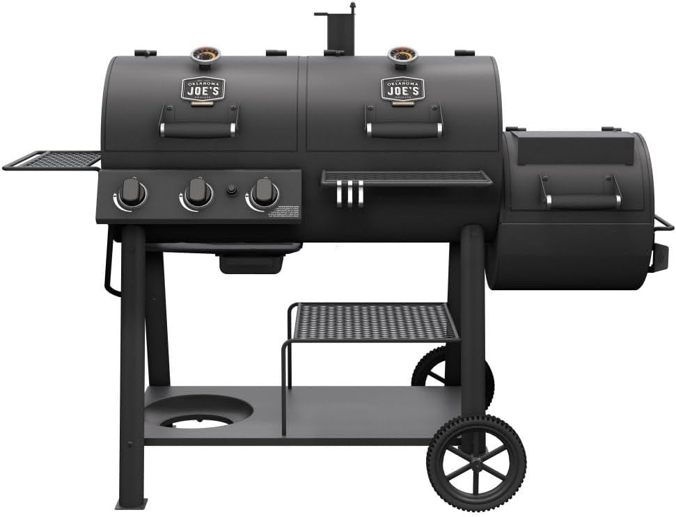 Oklahoma Joe's Canyon Combo Dual Fuel 3-Burner Propane Gas and Charcoal Smoker and Grill with 1031 sq. in. Cooking Area in Black