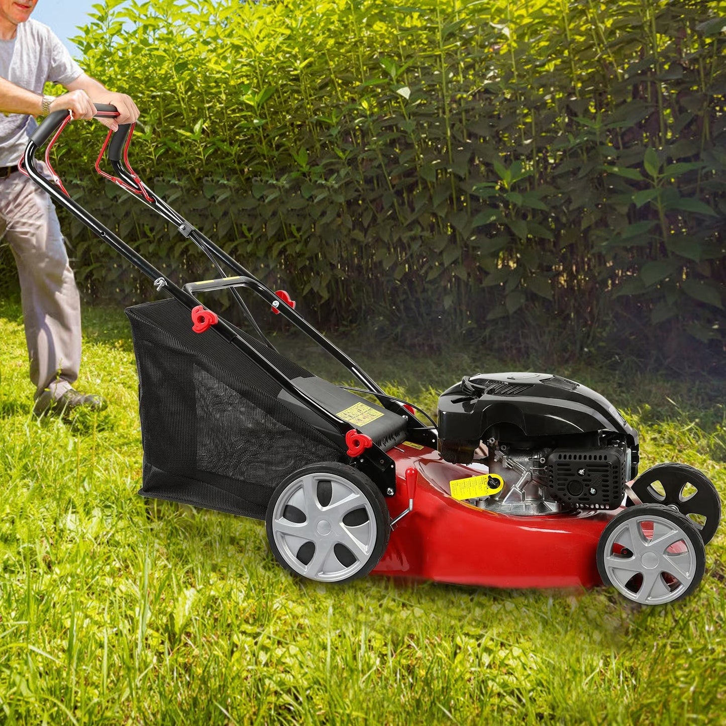 141cc 20" Gas Lawn Mower with 3-in-1 Cutting &amp; 7-Position