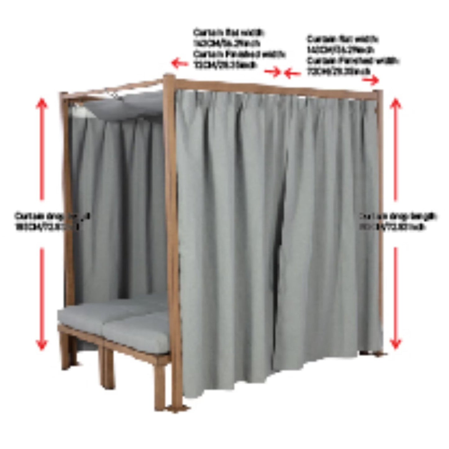 Marlow Pergola with Retractable Curtains and Faux Wood Finish, Grey