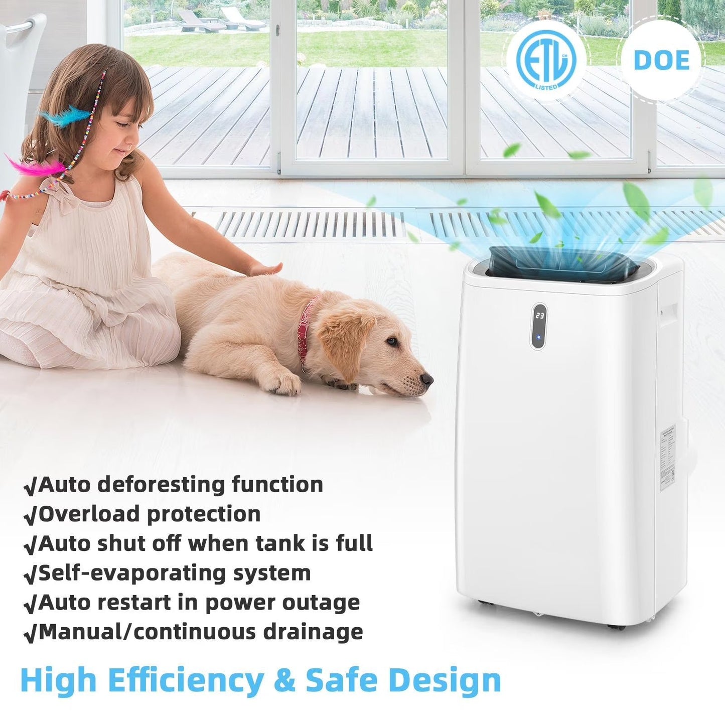 14,000 BTU 4-in-1 Portable AC with Heat & WiFi