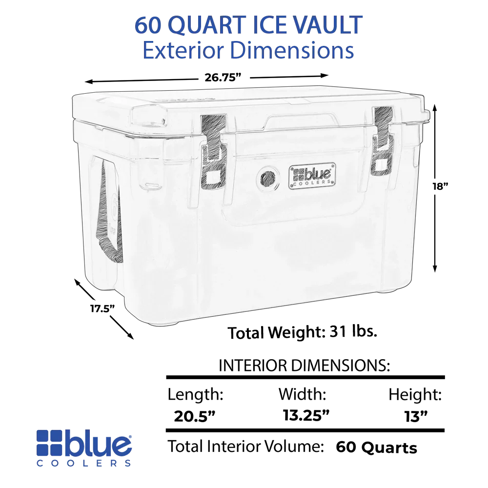 60 Quart Ice Vault Roto-Molded Cooler