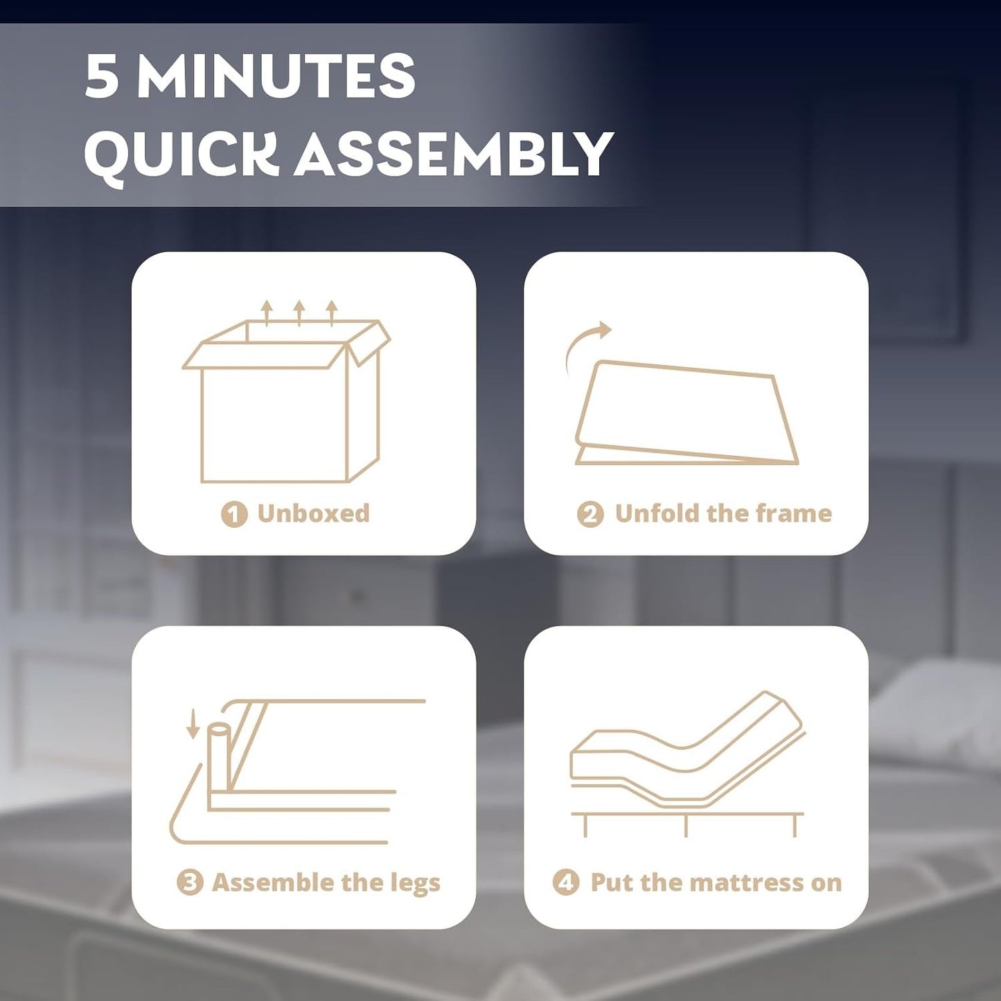 Dyonery Twin XL Adjustable Bed Base Frame with Wireless Remote + 12 Inch Twin XL Gel Memory Foam Mattress Bed in a Box, Head and Foot Incline, Zero Gravity, Fiberglass Free, 80" × 38"