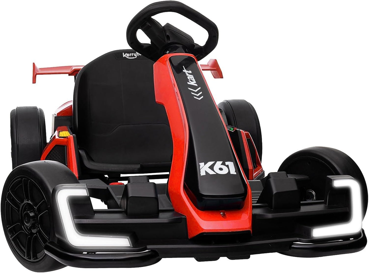 KerryYoo K61 Go Kart Electric Drift Kart with Length Adjustable Seat, 24V Outdoor Ride on Toy with 4 Speed Mode, Crazy Kart for Kids 6-12 Years Old, Fast 300W Motor, 8.5 MPH, Bluetooth - Gray