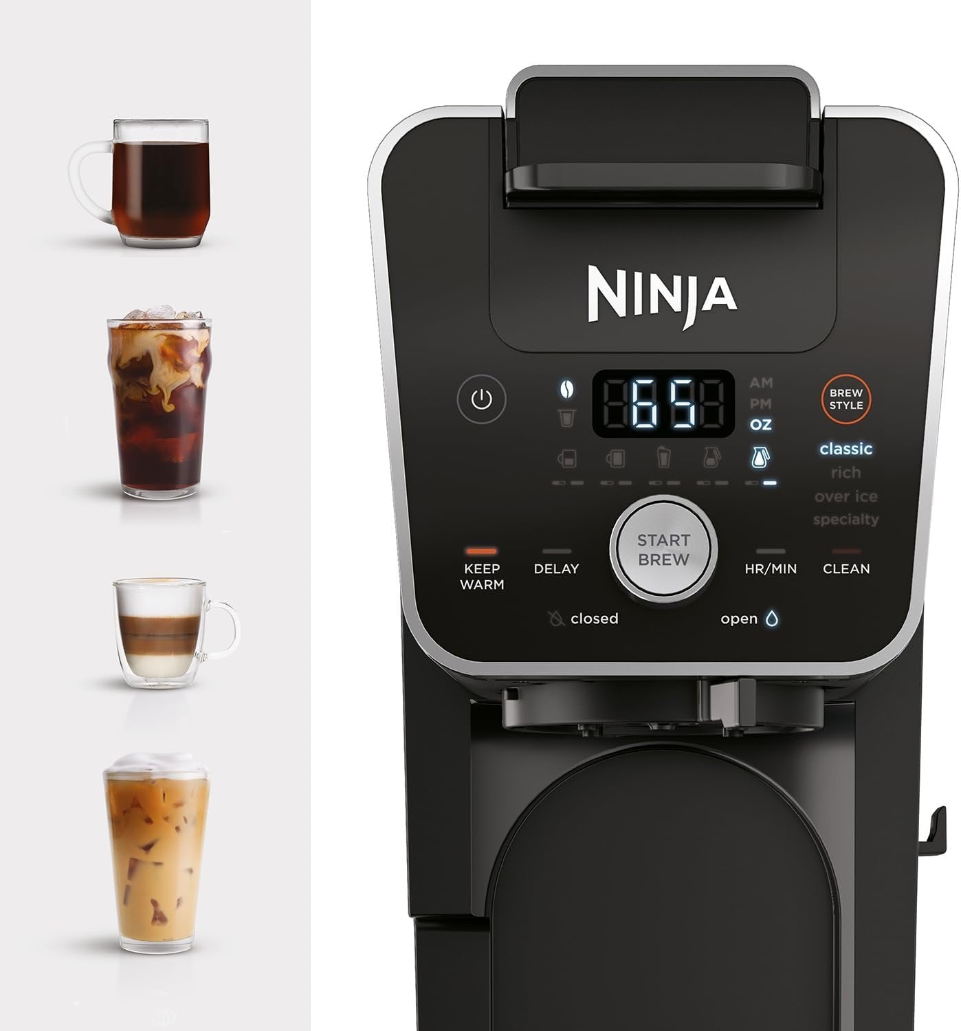 Ninja Hot and Iced Coffee Maker, Single Serve Coffee Maker and Drip Coffee Machine, DualBrew Pro Specialty 12-Cup with K-Cup Combo, Includes Permanent Filter, CFP307