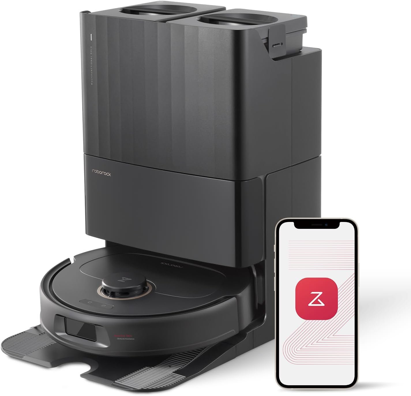 roborock Qrevo S5V Robot Vacuum and Mop, FlexiArm Edge Mopping, 12,000Pa Suction, Dual Zero-Tangle System, Smart Obstacle Avoidance, 10mm Mop Lifting, Auto Mop Washing&amp;Drying, Self-Emptying&amp;Refilling