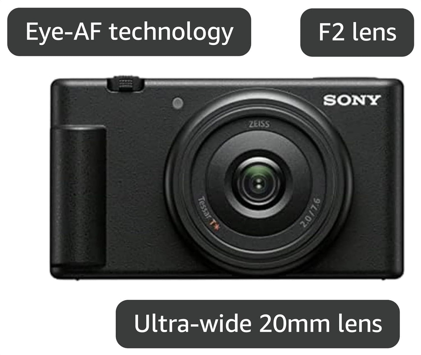 Sony ZV-1F Vlog Camera for Content Creators and Vloggers Black