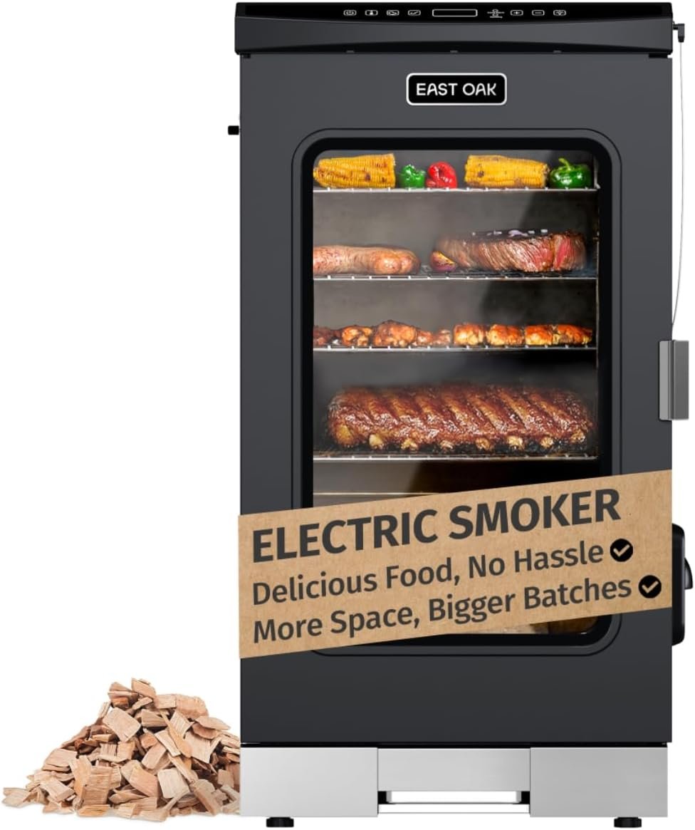 EAST OAK 30" Electric Smoker, Built-in Meat Probe, 725 sq in Cooking Area, Side Chip Loader