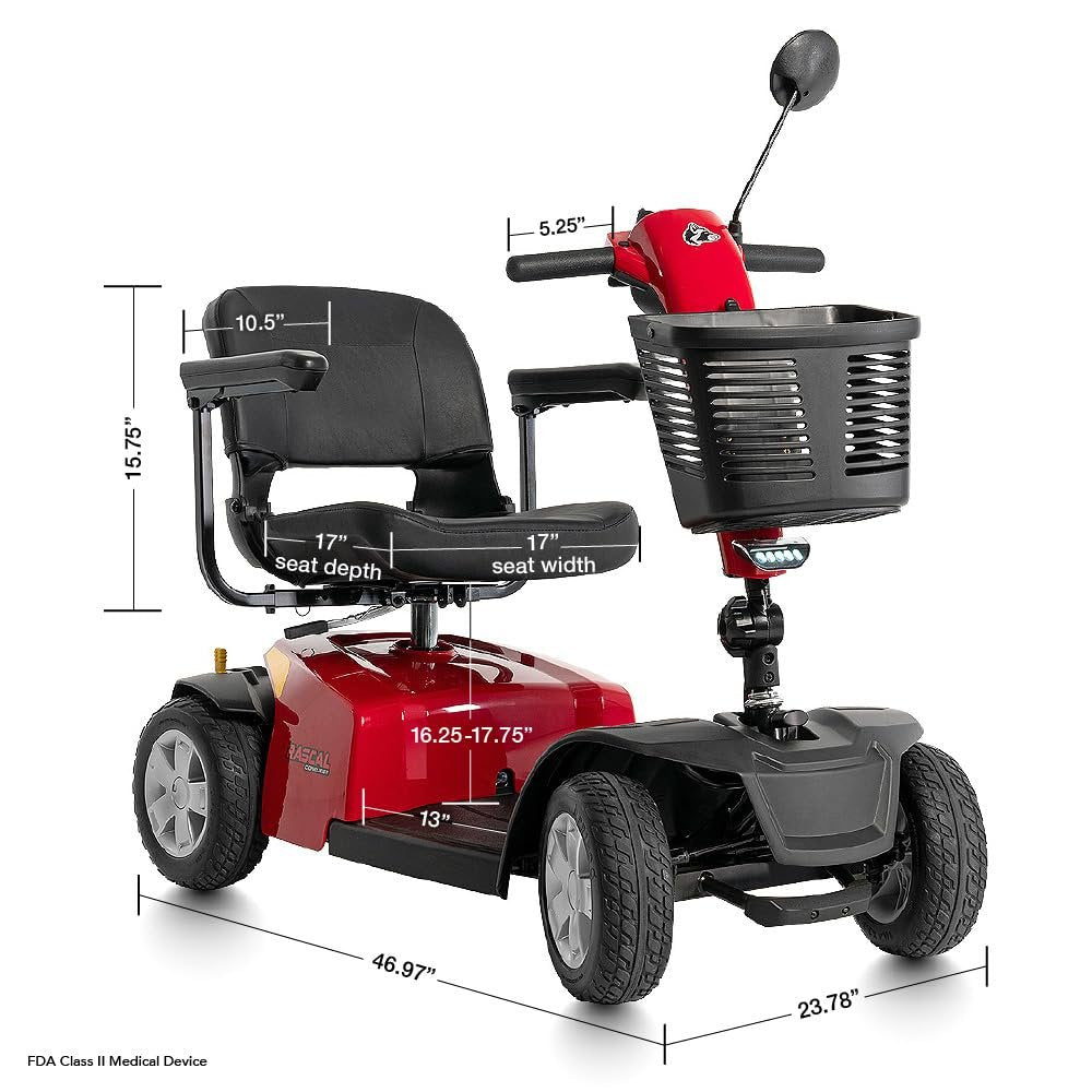 Rascal Conquest 4-Wheel Heavy-Duty Outdoor Mobility Scooter, Long-Range Battery-Powered Electric Travel, 350lb Capacity, Battery Included