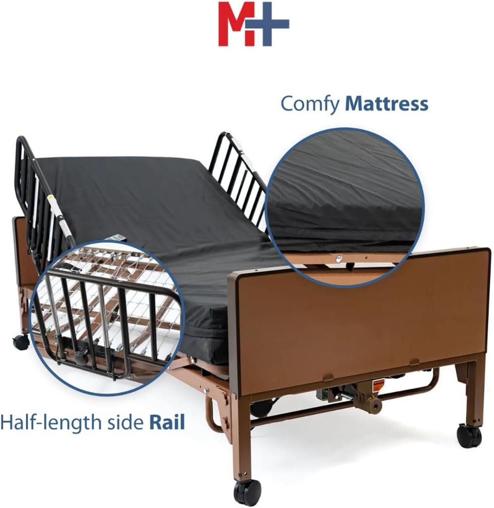 Fully Electric Hospital Bed Set - Foam Mattress, Half Rails Included - Enhanced Comfort, Convenience
