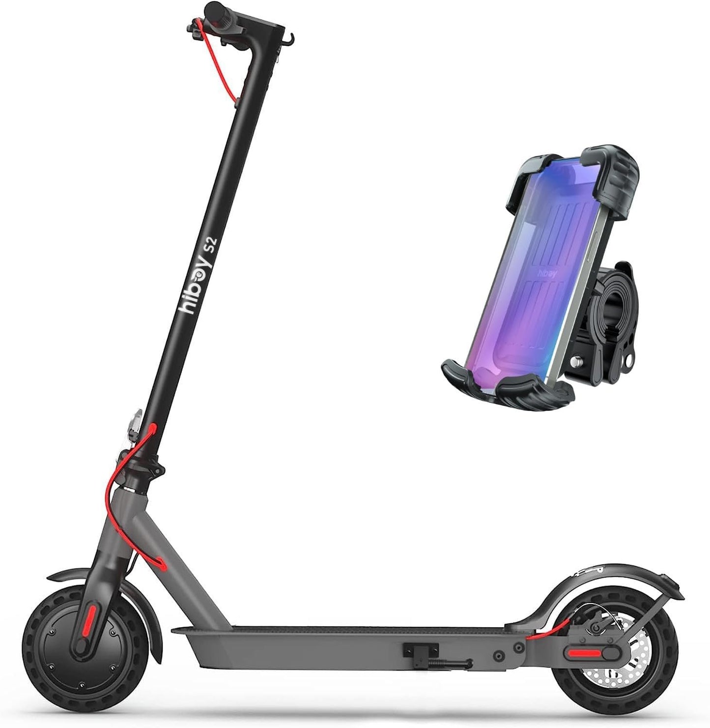 Hiboy S2 Electric Scooter - 8.5" Solid Tires - Up to 17 Miles Long-Range & 19 MPH Portable Folding Commuting Scooter for Adults with Double Braking System and App