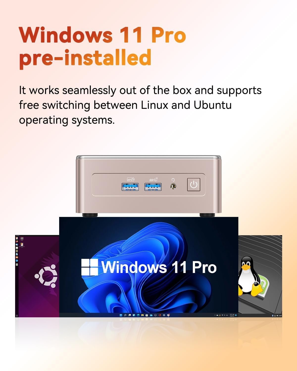 GEEKOM A5 Mini PC, AMD Ryzen 5 7430U, Home Office Desktop Computer | 16GB RAM (Upgradable), 1TB NVMe SSD, Windows 11 Pro, Media Server, 8K, Wi-Fi 6, USB 3.2, SD Slot, 6 USB, 3-Year Coverage