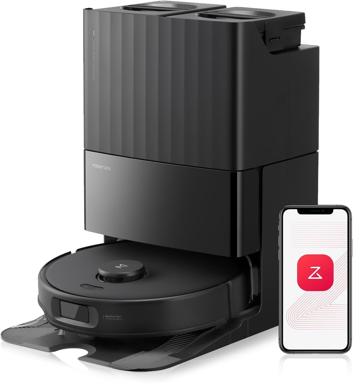 Roborock Qrevo Edge S5A Robot Vacuum and Mop, 18,500Pa, Zero-Tangling, DuoDivide Main Brush, FlexiArm Side Brush, Hot Water Mop Washing &amp; Self-Cleaning, Warm Air Drying, Self-Emptying, Black