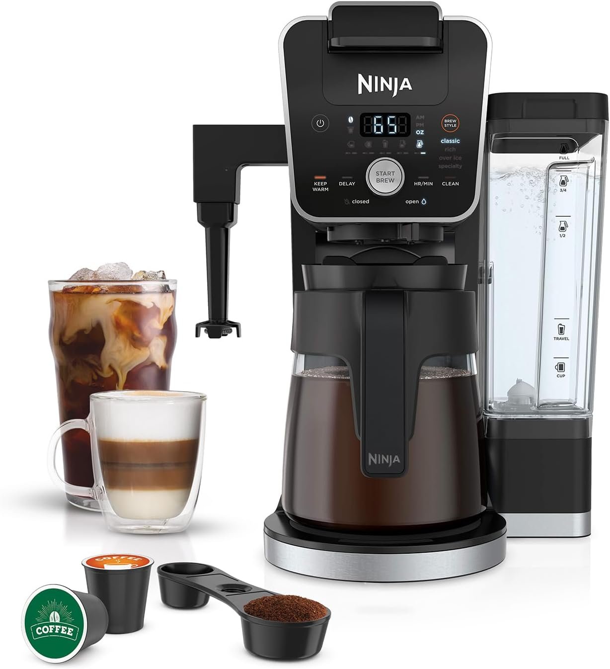 Ninja Hot and Iced Coffee Maker, Single Serve Coffee Maker and Drip Coffee Machine, DualBrew Pro Specialty 12-Cup with K-Cup Combo, Includes Permanent Filter, CFP307
