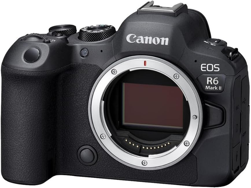 Canon EOS R6 Mark II Mirrorless Camera (Body Only), Full-Frame Camera, 24.2 Megapixel CMOS Sensor, Photo and Video Capabilities, Black | 24.2MP Full-Frame CMOS, Digic X, 5-Axis Ibis Up to 8 Stops, 6K Oversampled 4k60, Raw Burst 30 Fps, Dual UHS-Ii SD Slot
