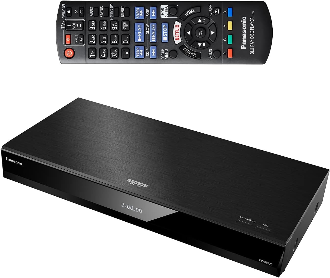 Panasonic Streaming Blu Ray DVD Player, 4K Blu Ray Player with Dolby Vision and HDR10+ Ultra HD Premium Video Playback, Hi-Res Audio, Voice Assist - DP-UB820-K (Black)
